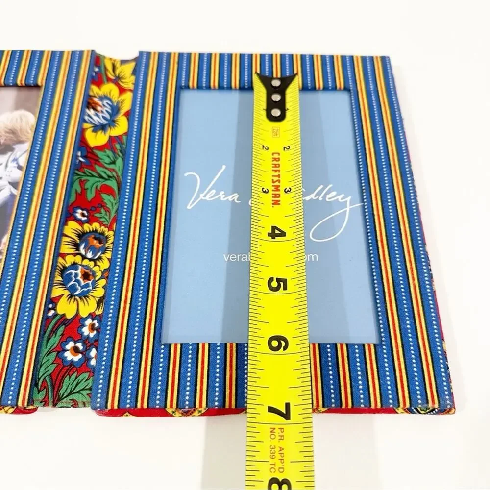 Vera Bradley Vintage Floral Garden Striped Fabric Double Photo Frame 4x6